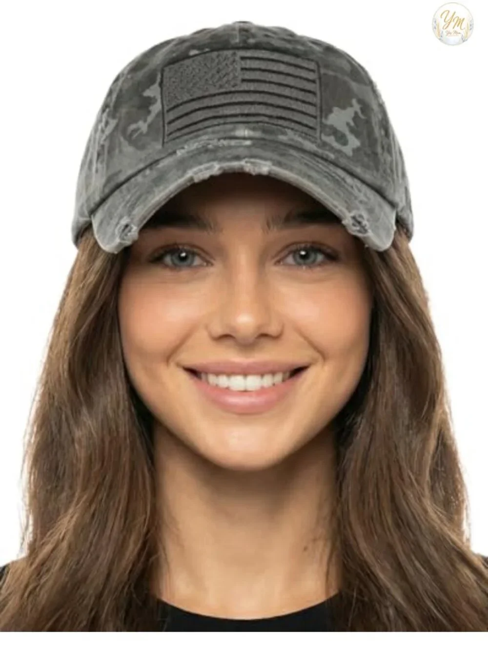 Distressed Baseball Cap, Vintage Embroidered Dad Hat, Adjustable Cotton